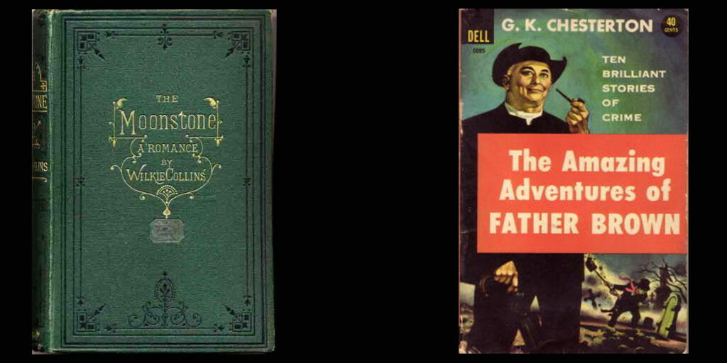 The Moonstone - A romance by Wilkie Collins & G.K. Chesterton's The Amazing Adventures of Father Brown book covers