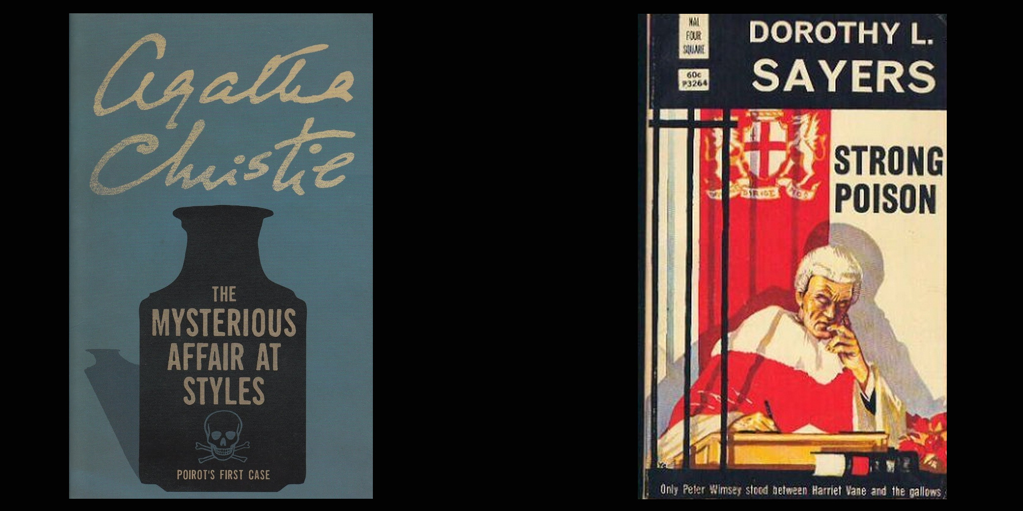 Agatha Christies - The Mysterious Affair at Styles & Dorothy L. Sayers Strong Poison book covers
