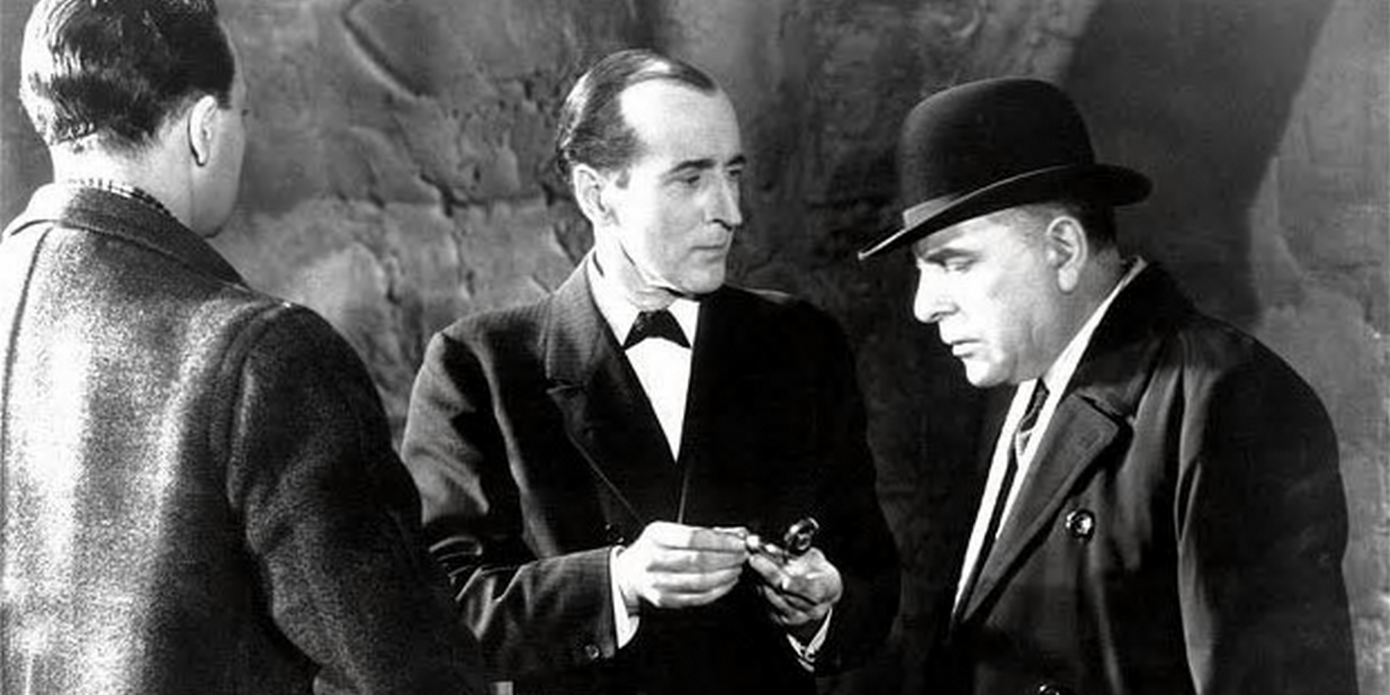 Still from old black and white Sherlock Holmes film