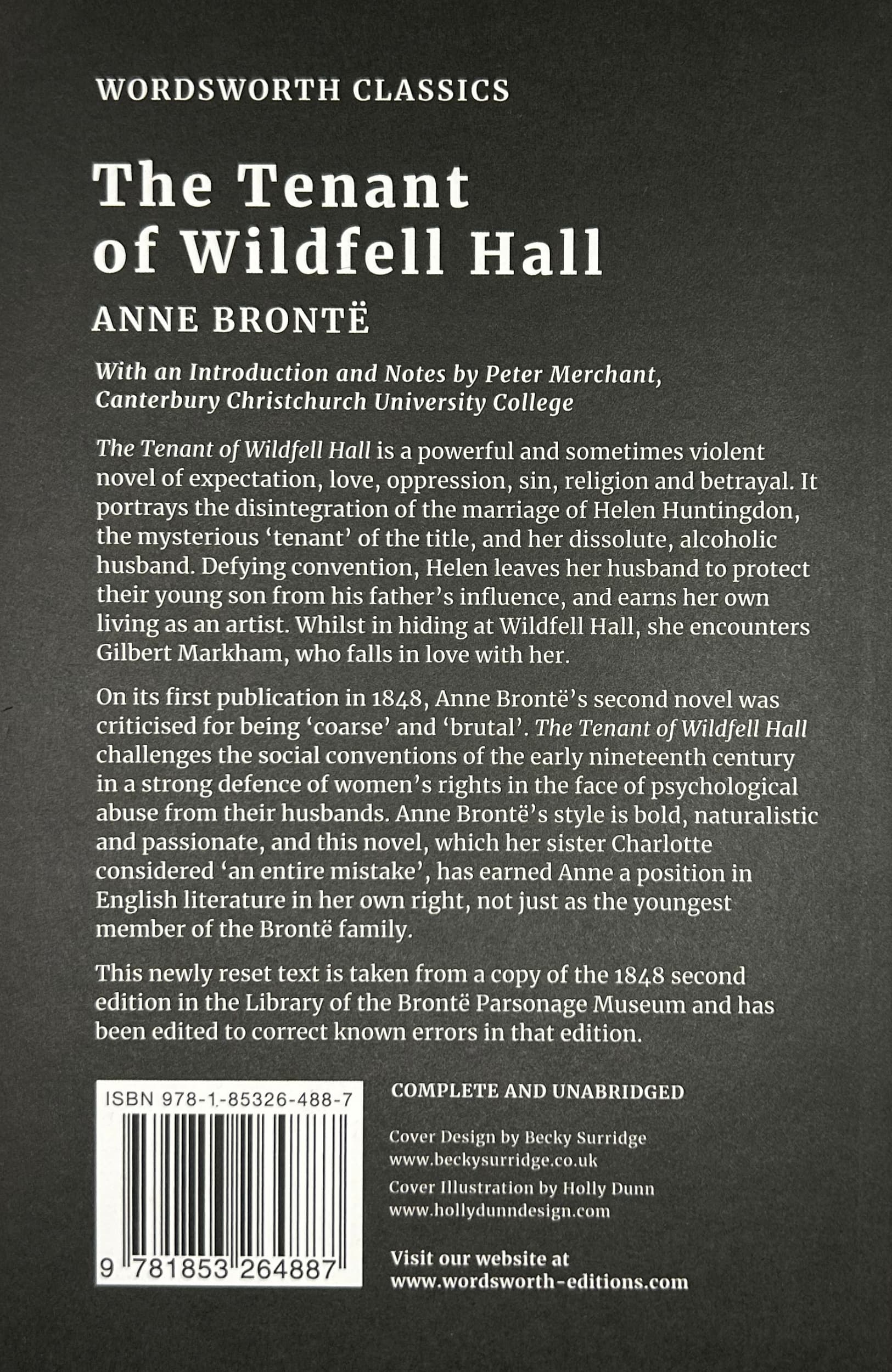 The Tenant of Wildfowl Hall - Back Cover