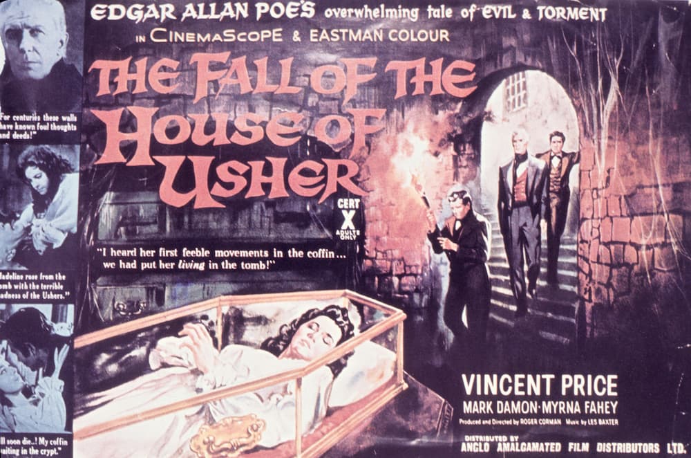 Poster for the 1960 film, The Fall of the House of Usher, directed by Roger Corman