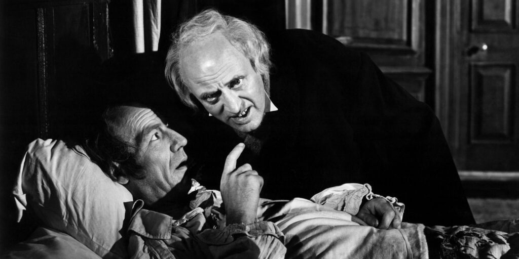 Alastair Sim and Michael Hordern in the 1951 film Scrooge - A Christmas Carol