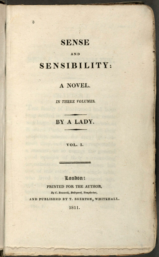 Sense and Sensibility - title page of 1811 First Edition